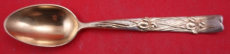 4 O'Clock Spoon vermeil  w/ iris motif  4 3/4